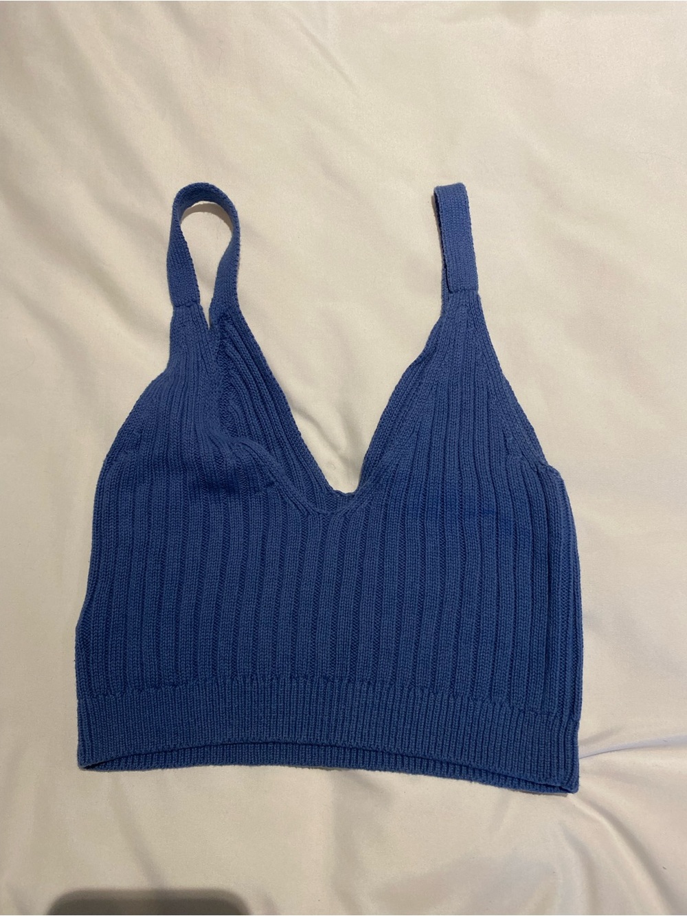 aerie Blue Ribbed Knit Tank Bralette - Picture 2 of 3